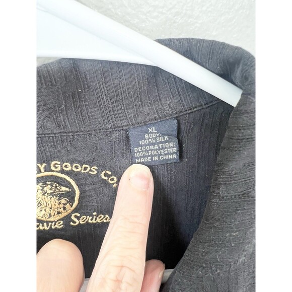 Eagle Dry Goods 100% Silk Palm Tree Embroidered Button Hawaiian Shirt Large Top - Picture 3 of 6